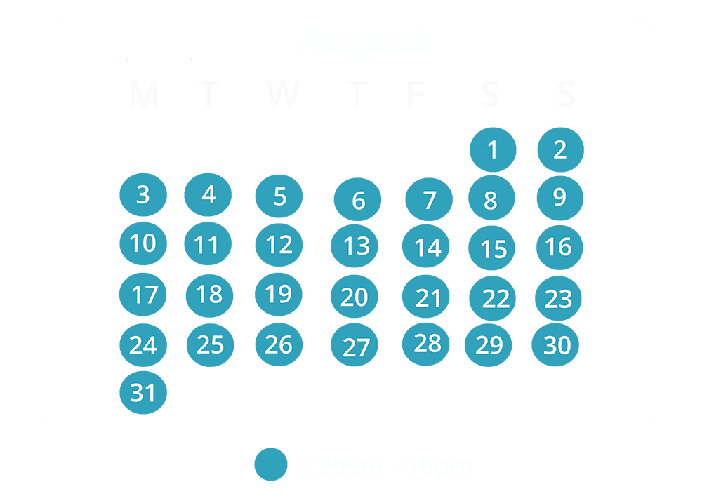 august opening times