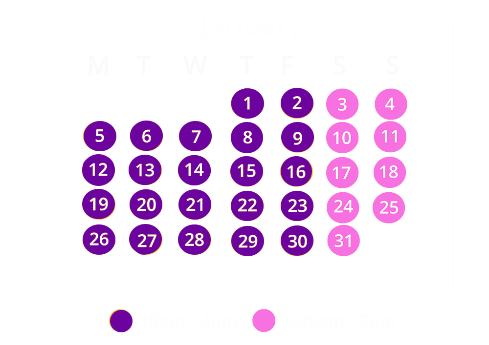 january opening times