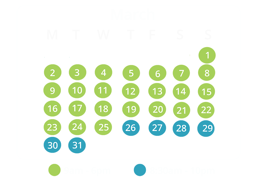 march opening times