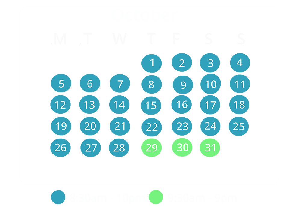 october opening times